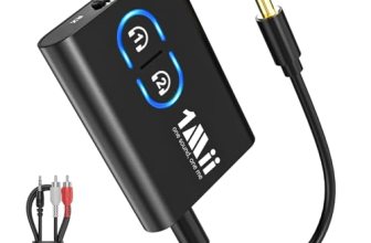 1Mii Bluetooth 5.3 Transmitter Receiver for TV, Airplane to 2 Headphones