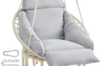 SONGMICS Hanging Chair, Boho Swing Chair with Large, Thick Cushion