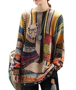 YESNO Women Sweater Graphic Oversized Pullover Sweaters Casual Loose Long Sleeve