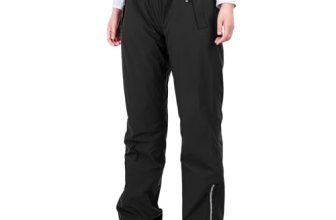 33,000ft Women’s Rain Pants, Lightweight Waterproof Rain Over Pants Black