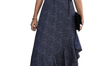 PRETTYGARDEN Women’s Boho Floral Summer Maxi Dresses, Blue,XL