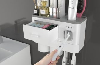 iHave Toothbrush Holders Wall Mounted with Toothpaste Dispenser & 2 Cups