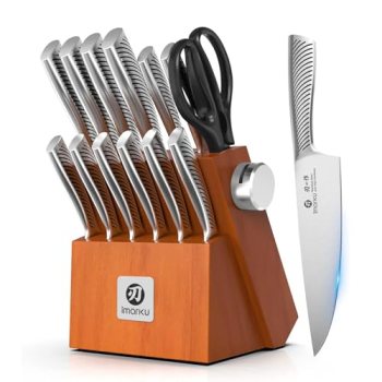 imarku 14 Piece Stainless Steel Knife Set with Build-in Sharpener