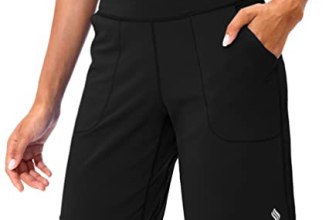 SANTINY Bermuda Shorts for Women with Pockets Athletic Black
