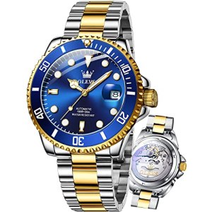OLEVS Watches Men Luxury Gold and Blue Wrist Watch Date Stainless Steel