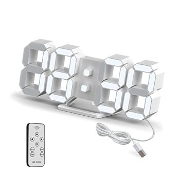 Deeyaple LED Clock, 3D Digital Wall & Desk Alarm Clock with Snooze