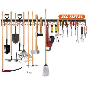 TVKB 68” All Metal Garden Tool Organizer Adjustable Garage Tool Organizer Wall