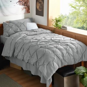 Bedsure Twin XL Comforter Set & Sheet Set, 5-Piece Grey Bed in a Bag