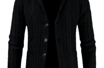 JMIERR Mens Wool Blend Shawl Collar Cable Knit Cardigan Sweater, L, Black