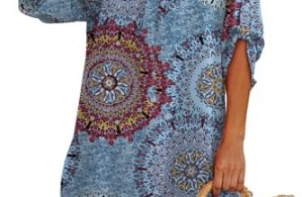 Yincro Womens Swimsuit Beach Coverup (Flower Mix Blue, L)