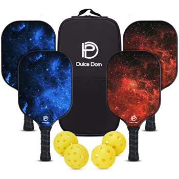 DULCE DOM Pickleball Paddles, USAPA Approved Lightweight Pickleball Set with 4 P