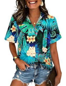 LILYCHIC Women’s Floral Button Down Hawaiian Shirts Luau Party Outfits 2025 Trop