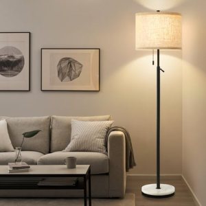 GyroVu Marble Floor Lamp, Adjustable Height Standing Lamp with Marble Base Tall