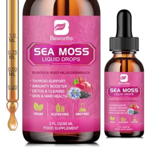 B BEWORTHS Sea Moss Liquid Drops with Black Seed Oil, Ashwagandha, Soursop