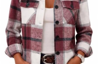 Zeagoo Women’s Fashion Cropped Shacket Wool Blend Plaid Button Down Jacket
