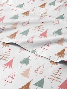 Christmas Sheet Set, Christmas Tree 2, Holiday Xmas Bedding Set – Queen