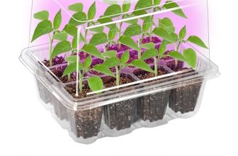 Bonviee Seed Starter Trays with 12-LED Grow Lights, Clear, 5 Pack