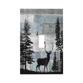 Forest Cabin Deer on Wooden Board Single Toggle Light Switch Covers Decorative C