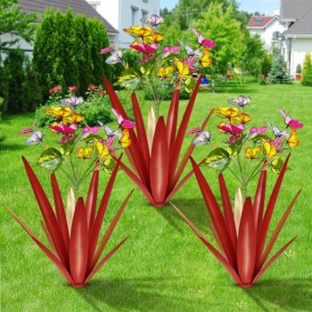 TOMBABY Garden Outdoor Butterfly Enlarge Thickened Wind Resistant Metal Agave Ga