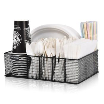 Paper Plate Organizer for Countertop, Black