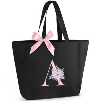 Vavabox Tote Bag, A-Z Initial Monogrammed Waterproof Tote Bag