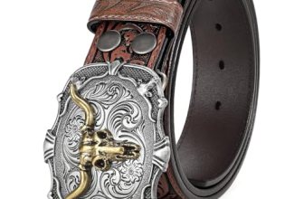 BELTROAD Western Leather Buckle Belt for Men Women Cowgirl Cowboy Belt Gift