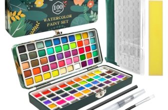 Artecho 100 Colors Watercolor Paint Set with Metallics, Portable Tin Case