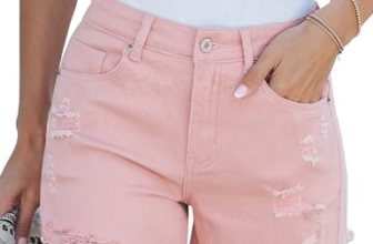 Luvamia High Waisted Women’s Stretchy Denim Shorts Ripped Distressed Summer Casu