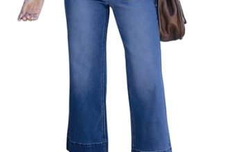 luvamia Women’s High Waisted Wide Leg Jeans, Darkness Blue, Size 8