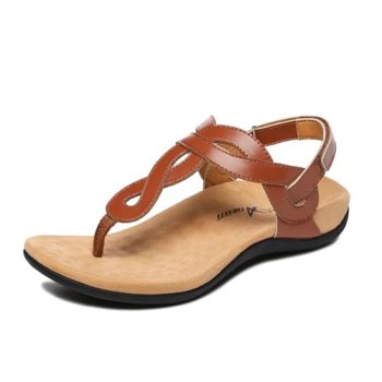 Athlefit Women’s Orthopedic Flat Sandals with Arch Support Brown 10