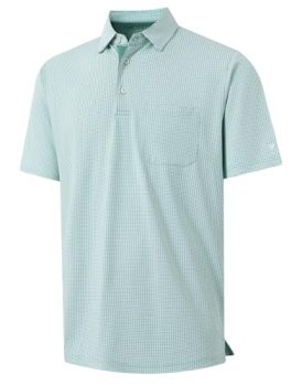 M MAELREG Mens Golf Shirt Short Sleeve Dry Fit Performance Pocket Casual Jacquar
