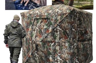 FUNHORUN Hunting Blind with Floor Mat, 360 See Through Ground Blind, Pop Up