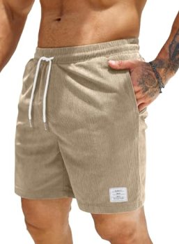 JMIERR Men’s Corduroy Shorts, XL, A1 Parchment