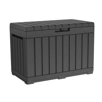 Keter Kentwood 50 Gal Outdoor Storage Box and Patio Side Table