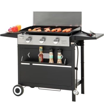 Sophia & William 28-Inch Flat Top Grill Outdoor Barbecue Griddle Black