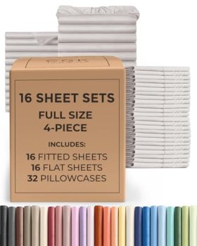Bulk Case Pack of 16 Sheet Sets – Full Size Sheet Sets – Light Grey