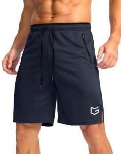 Men’s Athletic Shorts with Zipper Pocket 9″ Basketball Shorts True Navy M
