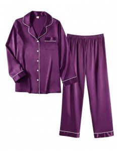 Ekouaer Satin Silk Pajamas for Women Button Down Long Sleeve PJs Set