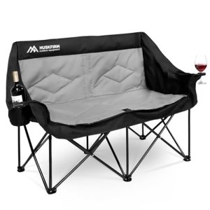 Oversized Double Camping Chairs for Adults, 2 Person Camping Chair, Black