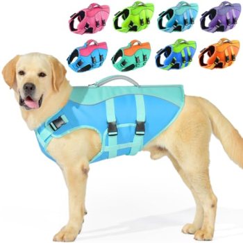 PETDSH Dog Life Jacket Large, High Flotation Dog Life Vest for Swimming Boating