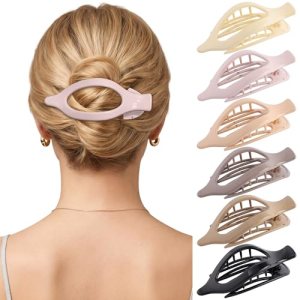 AWAYTR 6Pcs French Flat Hair Clips, Lay Flat Claw Clip for Women