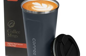 Insulated Travel Coffee Mug, Stainless Steel Coffee Cup with Leakproof Lid
