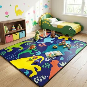 Dinosaur Rug – Dinosaur Rugs for Boys Bedroom Cartoon Dino Carpet for Boys Kids