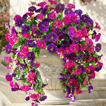 Ivydale 2 PCS Artificial Hanging Flowers Fake Plants Outdoor