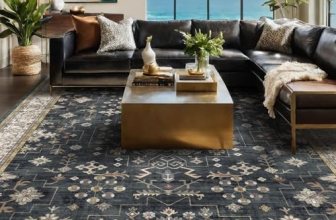 Black Farmhouse Washable 8×10 Area Rugs for Living Room