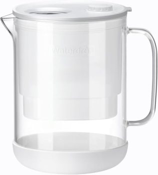 Waterdrop PT-72W Glass Water Filter Pitcher, 7-Cup, Eco-Friendly, White