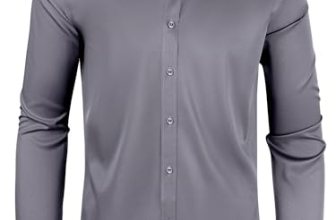 Ficovis Men’s Dress Shirts Button Down Long Sleeve Business Steel Grey M