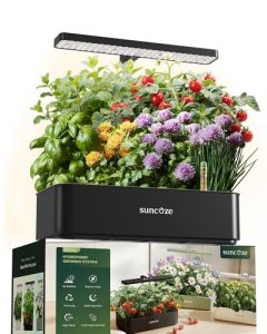 SUNCOZE Hydroponics Growing System, Compact 12 Pods Indoor Garden, Black