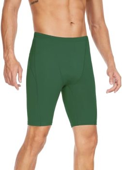 Fiteng Men’s Swim Jammers Competitive Athletic Swim Team Suit Green