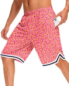 Mens 11″ Long Basketball Gym Athletic Sports Shorts with Zipper Pockets